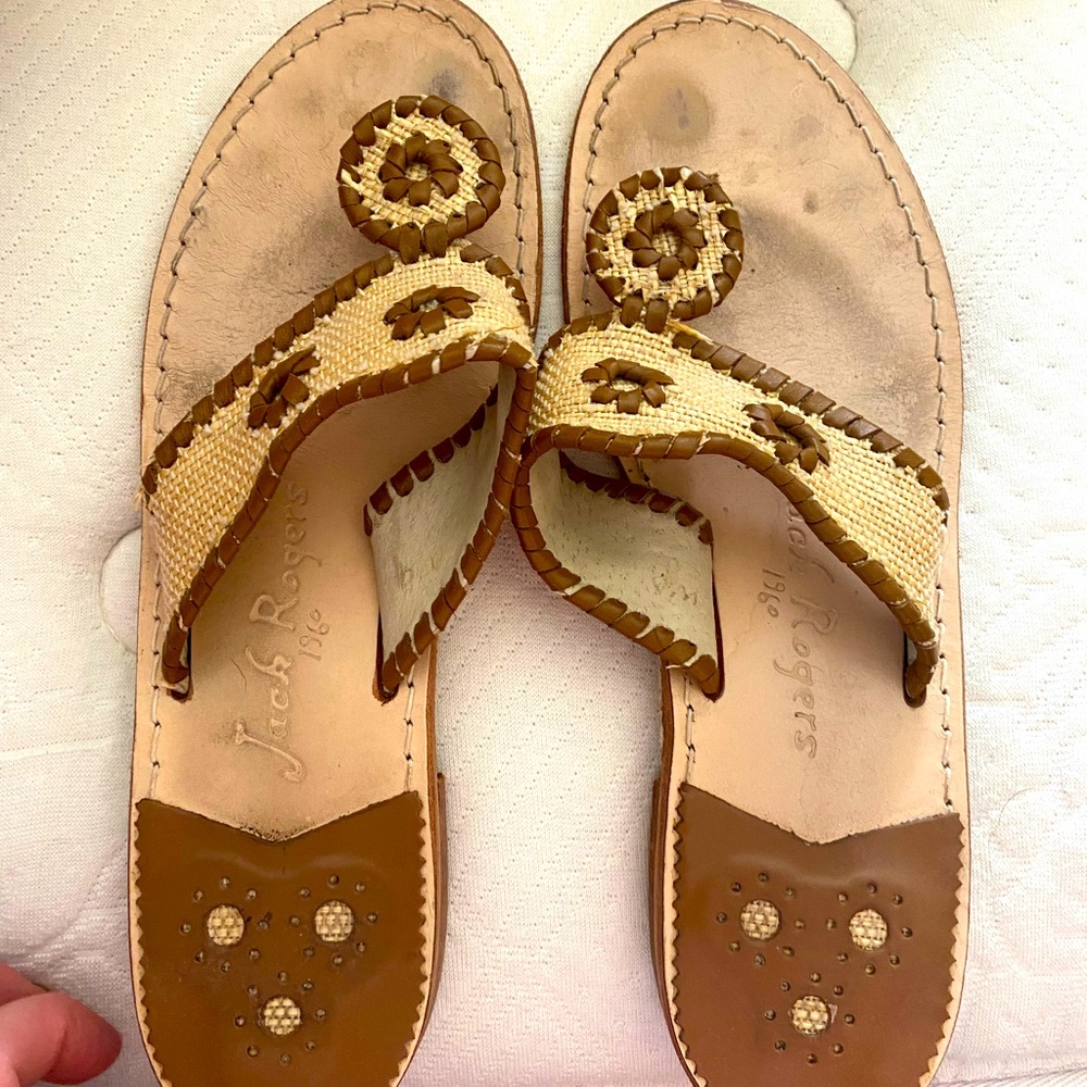 Jack Rogers. Some wear but won’t show while wearing!